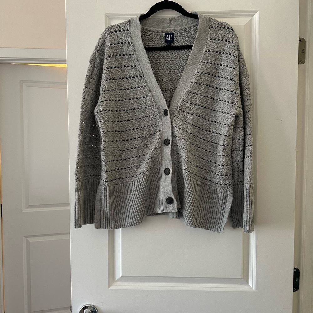 GAP Women's Gray Button-Up Sweater